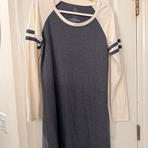 Lauren James Navy and Cream Long Sleeve Dress